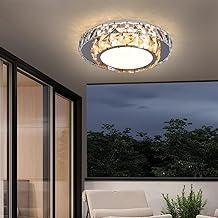 Plafon de Sobrepor Cristais Transparente 2 em 1 Redondo 27cm - Luminária de Teto Moderna | Lustre de teto para Corredor, Cozinha, Sala, Sala de Jantar e Quarto (B)