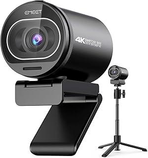 EMEET Webcam 4K, webcam S600 com tripé, 2 microfones de redução de ruído, FOV ajustável de 40° a 73°, foco automático PDAF, capa de privacidade integrada, câmera de streaming para jogos, chamadas de