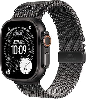 Apple Watch Ultra 3 GPS + Cellular, Caixa em titânio preto de 49 mm com Loop milanesa em titânio preto ‑ G