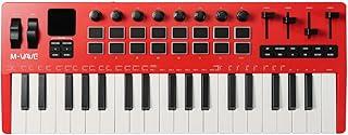 M-VAVE SMK-37 PRO Controlador MIDI Teclado 37 Teclas Sensíveis, 16 Pads RGB com Sensor de Força, Interface Áudio USB-C, Conexão Wireless, Bateria, Compatível com Gravadoras e Produção Musical