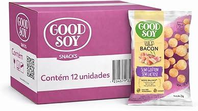 Kit Snacks de Soja GoodSoy Sem Glúten Sabor Bacon 25g c/12 pacotes – Snack Crocante à Base de Soja, Prático e Sabor Intenso