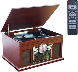 ANVAR VEDO Conversor Digital LP para MP3 com Bluetooth - Vitrola 3 Velocidades (33/45/78 RPM), CD Player, Casseteira, Rádio FM - Mogno Clássico Presente para Músicos Sertanejo/MPB 110v/220v
