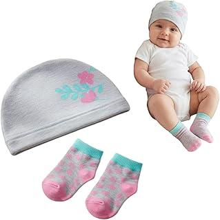 Kit Gorro e Meia Feminina Recém Nascido-Pimpolho