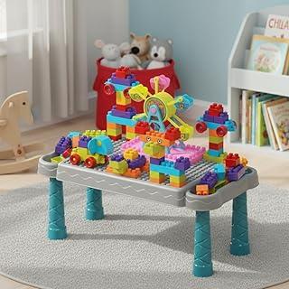 Mesinha Infantil com Blocos de Montar Educativo (Azul)