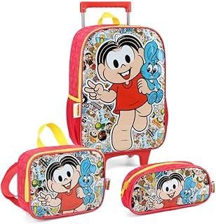 Mochila Infantil com Rodinha, Turma da Mônica, G, Vermelha, Luxcel
