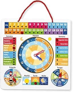 Calendário Relógio Infantil Educativo em Madeira – Brinquedo Montessori para Aprender Horas, Dias, Meses, Estações e Clima – Jogo Interativo para Desenvolvimento Infantil com 14.51% de desconto por R$ 59,59 na amazon