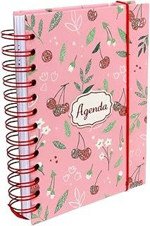 Agenda Diária 2026 com Estampa de Cereja Capa Dura Espiral 19x14cm 162 Folhas