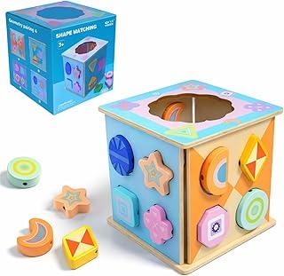 Brinquedo Educativo de Encaixe de Formas em Madeira, Jogo Infantil de Coordenação Motora e Raciocínio Lógico, Estímulo Cognitivo e Criatividade para Crianças (Formas Geométricas)