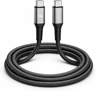 Cabo USB-C 2 Metros 60W Preto, Reforçado, Nylon Trançado, Carregamento Rápido, Tipo C para Notebook, Celular, i.Phone 15, Samsung, MacBook, Resistente