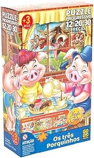 Quebra-cabeça Progressivo Monte e Conte Três Porquinhos - Grow