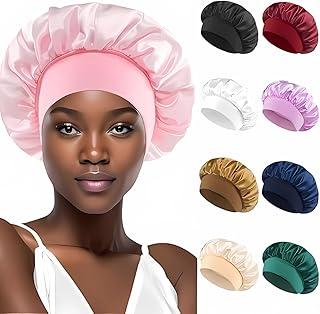 Touca de Cetim 36 Centímetros, Touca com Faixa Larga e Confortável, Cacheados, Lisos, Cabelos Sem Frizz