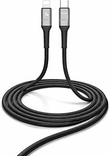 Cabo USB-C para Lightning 30W Carregamento Rápido PD 2 Metros, Nylon Trançado Reforçado, LED Indicador, Compatível com i.Phone e i.Pad, Cabo Turbo Resistente