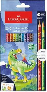 EcoLápis de Cor Faber-Castell Dinossauro, 12 Cores + 2 Lápis Misturinha - 120912+2DINO