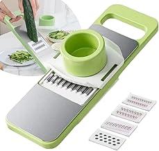 Cortador de Legumes Multifuncional 5 em 1, Ralador Fatiador Profissional com Protetor de Mão, Aço Inoxidável, Verde, 28.5 x 10.5 cm, 5 Lâminas Intercambiáveis