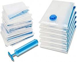 Kit 10 Sacos a Vácuo 50×60 cm + Bomba Manual – Compacta, Reutilizável, Anti-Furo – Ideal para Roupas, Viagens, Guarda-roupa, Edredons