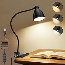 Tobeape Luminária de Leitura LED com Clipe, Luz de Leitura para Livro, Luminária de Mesa Flexível 360° com Pescoço de Ganso, 3 Temperaturas de Cor, 10 Níveis de Brilho, USB, para Estudo e Trabalho