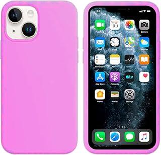 Capinha Colorida Compatível Com iPhone 14 Vermelha ,Preta, Laranja, Amarela, Azul, Rosa, Pink, Branca, Lilás, Marrom, Verde, Roxo, Bordô, Case Slim Flexível Aveludada Com 3 Camadas De Proteção PREMIUM ONYK (Rosa Claro)