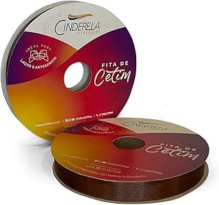 Cinderela Fitas Fita de Cetim Simples Face, 15 mm, Marrom, Rolo de 50 Metros