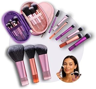 Kit 10 Mini Pincéis de Maquiagem com Estojo Cerdas Sintéticas Macias, Portátil e Completo para Base, Pó, Blush, Corretivo e Sombras – Para Viagem Travel Size Ideal para Presente, Uso Diário e Adolescentes - PREMIUM com 10% de desconto por R$ 21,51 na amazon