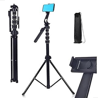 Tripé Profissional Universal 2,10m 360°, Braço Articulado e Controle Bluetooth Suporte Universal 1/4” Compativel iPhone, Android, Celular, Camera, GoPro e Ring Light, Dobrável com Bolsa (ds14340)