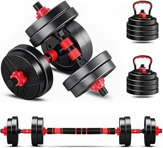 Kit Haltere 6 em 1 Ajustável para Musculação - 15kg Preto - Multifuncional com Barra e Kettlebell