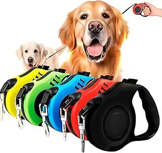 Guia Retrátil para Cachorros 5 Metros Extensível até 15kg com Trava de Segurança Botão de Controle Alça Ergonômica Resistente Passeio Confortável para Cães Pets