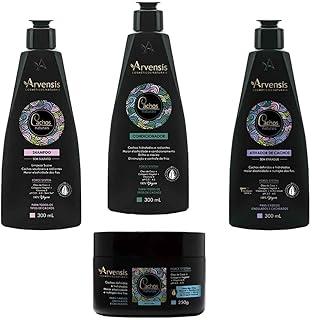 Kit Cabelo Cacheado Arvensis Cachos Naturais - Definição, Hidratação, Low Poo, Vegano - Shampoo, Condicionador, Ativador 300ml, Máscara 250g