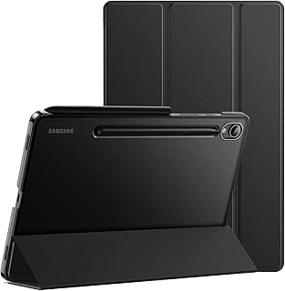 JETech Capa para Samsung Galaxy Tab S9 11 Polegadas, Translúcido Traseira Trifold Folio Suporte Protetora Tablet Capa, Suporte S Pen Carregamento (Preto)