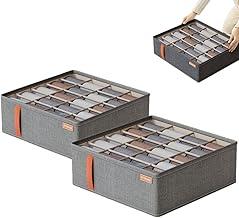 Kit C/2 Caixas Organizadoras de Roupas Íntimas com 20 Divisórias - Ideal para Meias, Cuecas, Calcinhas, Gravatas e Mais - Compacta, Dobrável, com Zíper e Fácil de Limpar