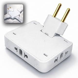 Adaptador de Tomada T Articulado – 10A e 20A – Até 250V – Bivolt 110V/220V – T - Plugue Benjamin Premium – Articulado e Seguro -Adaptador Flexível para Esconder Atrás do Móvel