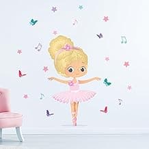 Adesivo de Parede Bailarina para Quarto de Menina (Bailarina Loira Cabelo Encaracolado)