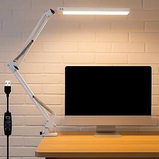 Luminária LED de Mesa com Braço Articulado, 3 Modos de Cor, Sistema de Fixação por Clamp, Ideal para Home Office, Estudo e Leitura