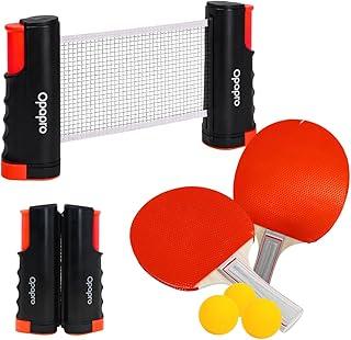 Kit 2 Raquetes de Tênis de Mesa + 3 Bolinhas + Rede de Ping Pong Retrátil Ajustável 1,66 metros Portátil Universal para Iniciantes