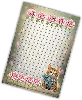 Bloco de notas 50 folhas gatinho estilo papel carta A5 decorado pautado