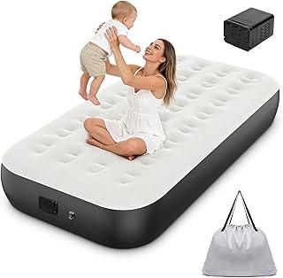 Trailabo Colchão inflável com bomba sem fio integrada, colchão inflável reforçado para acampamento, à prova de poeira e antiácaros, ideal para uso doméstico e em acampamentos - 191 x 95 x 34 cm