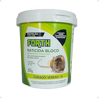 Forth Raticida Bloco, Isca, Brodifacoum, Dose Única, Contra Ratos Marrons, Ratazanas e Camundongos, 200g