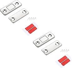 Kit Imã de Porta De Armario Tranca Magnética Ultrafino Resistente Em Aço Inox Com Adesivo e Parafuso Para Gavetas, Portas, Guarda-Roupas, janelas 2 unidades