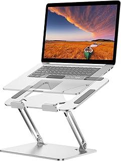 Suporte para Notebook em Aço Carbono - Apoio Ajustável e Ventilado para MacBook e Laptops até 17.3" (10KG) - Apoiador de Notebook Ergonômico, Ideal para Home Office e Estudos (Prata)