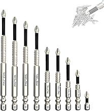 Kit com 9 Pontas Magnéticas para Parafusadeira, PH2 Aço S2, Impacto Imantado, Cabo Hexagonal 1/4" para Furadeira e Parafusadeira Elétrica