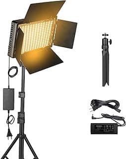 Kit Completo Iluminação de Luz LED Com Tripé, Luz de vídeo 3200-5500K CRI 96+ Luz regulável
