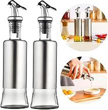Kit 2 Galheteiro Porta Azeite Azeiteiro 300 Ml de Vidro Aço Inox Com Bico Dosador para Servir