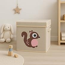 Caixa Organizadora Infantil Brinquedos Linho Tampa Baú Animal Box Oky's (ESQUILO)