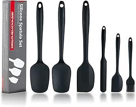 onjunto de espátulas de silicone, 6 peças, utensílios de cozinha para cozinhar, assar e misturar, espátula de borracha antiaderente resistente ao calor de 250 °C (preta)