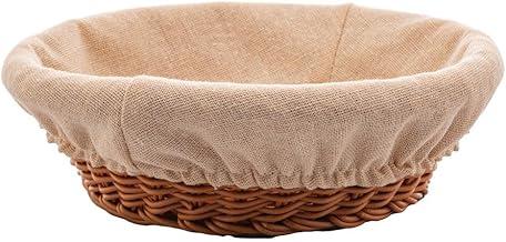 LYOR - Cesta Redonda de Rattan Plástico com Forro em Tecido 21cm x 7cm