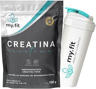 Creatina 100% Pura - Monohidratada com Laudo - Embalagem Econômica, Refil 500g + Coqueteleira