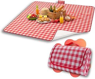 Tapete Piquenique Impermeável Dobrável, Grande 200x200cm, com Alça, Toalha para Picnic, Parque, Praias, Passeios ao Ar Livre, a Prova de Água, Fácil de Carregar (Vermelho)