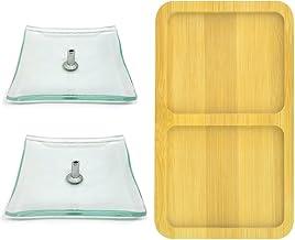 Kit Suporte de Vidro para Incenso com Aparador de Bambu – Incensário Elegante para Varetas – Decoração (Cor Cristal)