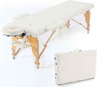 Maca Portátil Premium, Divã Cama de Fisioterapia, Estética, Massoterapia, Massagem, Quiropraxia, Depilação, Tatuagem - Altura Ajustável + bolsa de transporte - Branca Creme BKZA - MSG 101 com 20.87% de desconto por R$ 947,15 na amazon