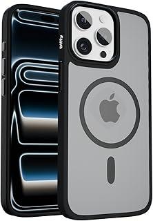 Diffy Capa Magnética para iPhone 14 Pro Max (Compatível com MagSafe) – Acabamento Matte Frost, Botões Metálicos, Design Slim e Camera Airbag | Carbon (Preta)