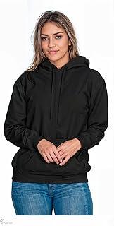 Moletom Liso Flanelado Feminino Blusa De Frio Canguru Sem Estampa com Capuz